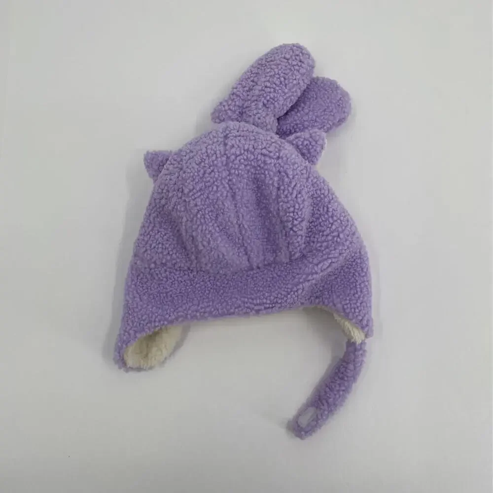 Cat & Jack Girls Baby Unicorn Beanie Purple Fleece Ear Flaps 6-12 Months New